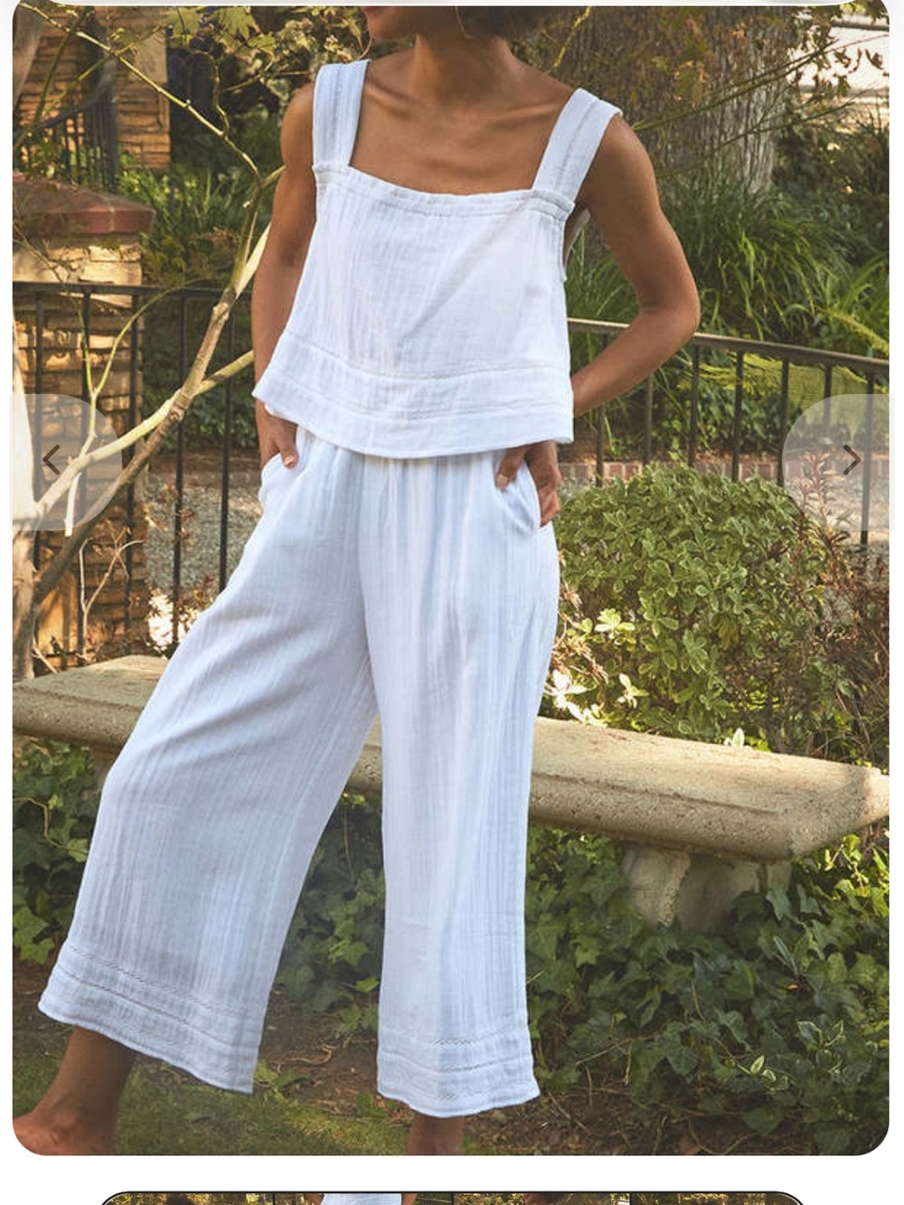 The Odells Anthropologie White Cropped Wide-Leg - Picture 2 of 7